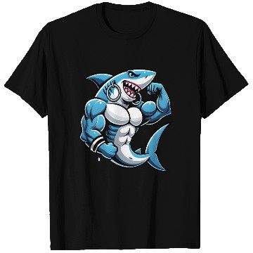 Discover Muscular Shark women - Cool Cartoon Design T Shirts