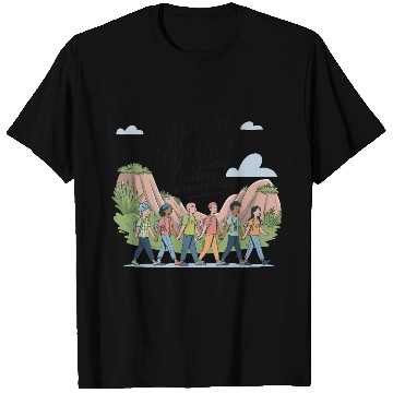Discover Explore Together adevnture travel quote text art T Shirts