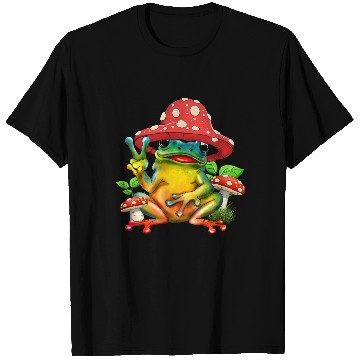 Discover Cottagecore Aesthetic Cute Mushroom Hat Frog Lover T Shirts