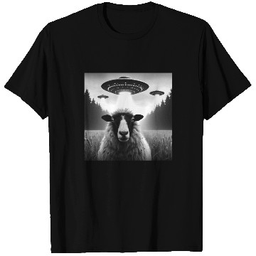Discover Sheep ram, lamb Funny Graphic Selfie with UFOs Wei T Shirts