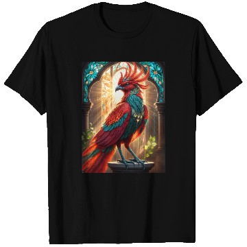 Discover Mythical Bird in Stained Glass T Shirts