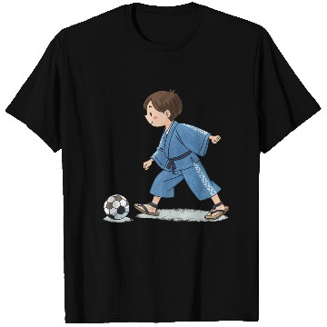 Discover Boy in kimono playing soccer T Shirts