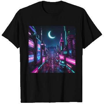 Discover Neon lit city at night T Shirts