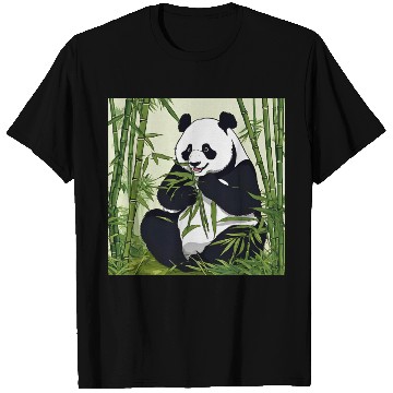Discover Chill Panda Eating Bamboo Cute Relaxed Design T Shirts