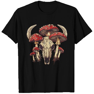 Discover Skull Mushrooms Natural Motif T Shirts