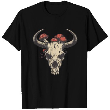 Discover Skull Mushrooms Natural Motif T Shirts