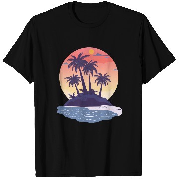 Discover Tropical Island with Palm Trees nature T Shirts