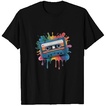 Discover 80s Retro Cassette Splash Classic Cassette Tape T Shirts