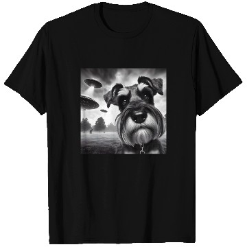 Discover Miniature 2 Schnauzer Funny Graphic Selfie UFOs We T Shirts