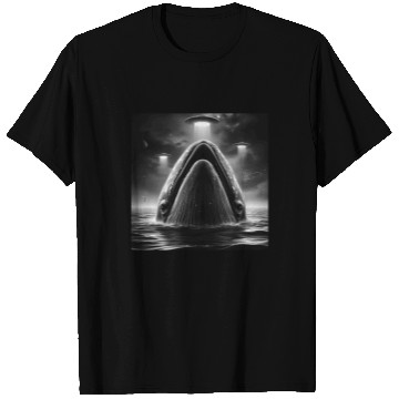 Discover Whale cetacean Funny Graphic Selfie with UFOs Weir T Shirts