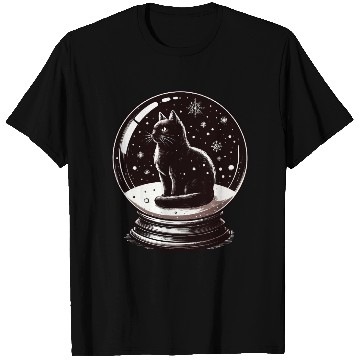 Discover Snow Globe With Black Cat Winter To Shake T Shirts