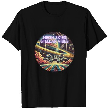 Discover Neon Skies Stellar Vibes Space Odyssey T Shirts