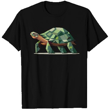 Discover stylized turtle in polygonal design T Shirts