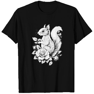Discover Squirrel Flowers Rose Aesthetics Chipmunk T Shirts