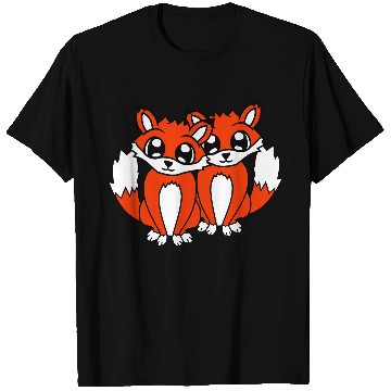 Discover 2 Foxes Friends Red Fox Two Wild Animals Team Crew T Shirts