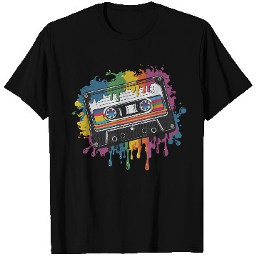 Discover 80s Retro Cassette Splash Classic Cassette Tape T Shirts