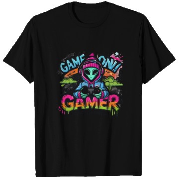 Discover Alien Gamer" - Sci-Fi Gaming Design T Shirts