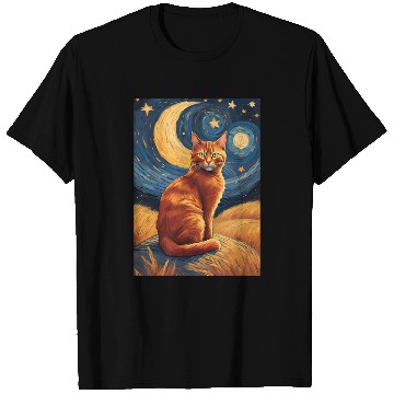 Discover Cat painting red black cat T Shirts