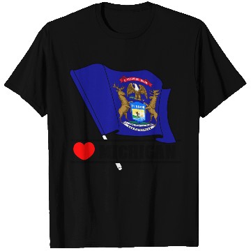 Discover Michigan flag heart 'MICHIGAN' T Shirts