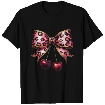 Discover Leopard stylish Print Bow with Cherries T Shirts