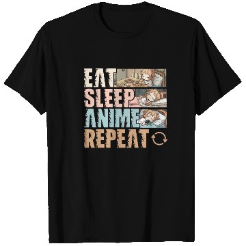 Discover Eat Sleep Anime Repeat Funny Otaku T Shirts