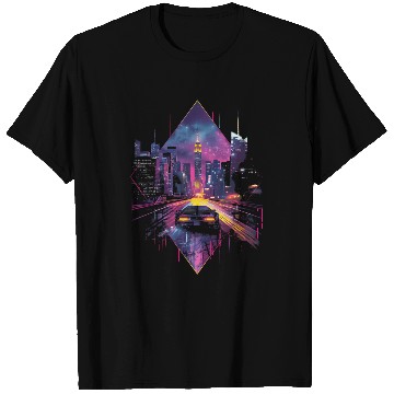 Discover Retro Car Vaporwave City Synthwave 80s 90s T Shirts