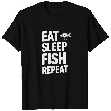 Discover Eat Sleep Fish Repeat River Fishing T Shirts