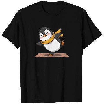 Discover Cute Penguin Doing Yoga with Yellow Scarf T Shirts