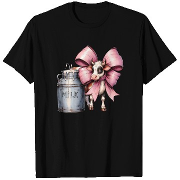 Discover Coquette Bow Cow Farmer Milk Dairy Farmer Farming T Shirts