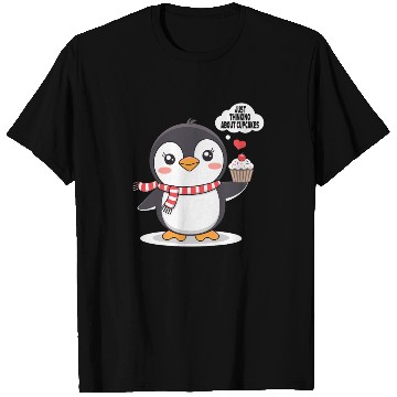 Discover Penguin Thinking About Cupcakes Fun Animal Graphic T Shirts