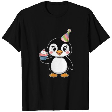 Discover Birthday Joyful Penguin With Cupcake T Shirts
