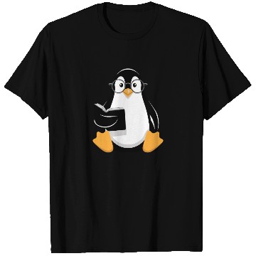 Discover Adorable Book-Loving Penguin with Glasses Design T Shirts