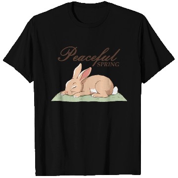 Discover Peaceful Spring - Retro Bunny Illustration T Shirts