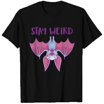 Discover Stay Weird Quirky Albino Vampire Bat Cartoon T Shirts