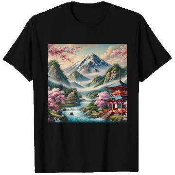 Discover Serene Mount Fuji Landscape Art Print - Japanese C T Shirts