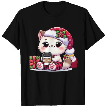 Discover A Cute Kawaii Cat Drinking Coffee T Shirts