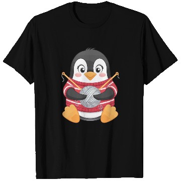 Discover Knitting Penguin with Yarn in Sweater T Shirts