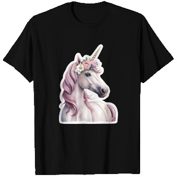 Discover unicorn with flowers T Shirts