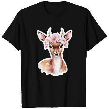 Discover deer with flower T Shirts