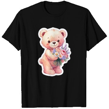 Discover Teddy bear with bouquet of flowers T Shirts