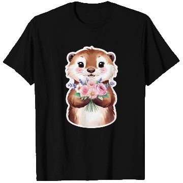 Discover Otter with flowers T Shirts