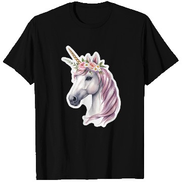 Discover unicorn with flowers T Shirts