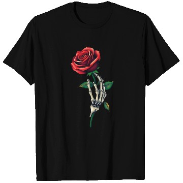 Discover Skeleton Hand Holding a Rose: Beauty in the Dark T Shirts