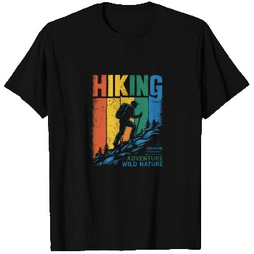Discover Colorful Hiking Adventure Design T Shirts