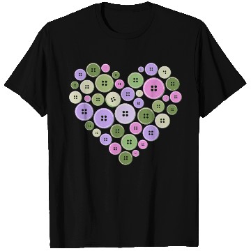 Discover Pastel Pink Green Purple Button Heart T Shirts