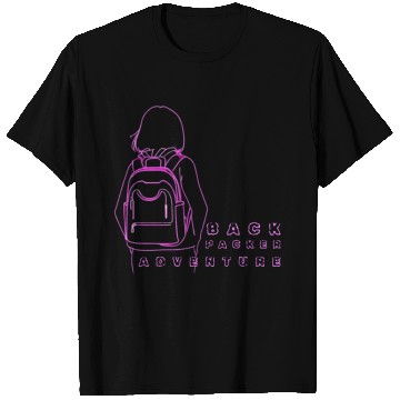 Discover Neon Backpack Adventure Illustration T Shirts