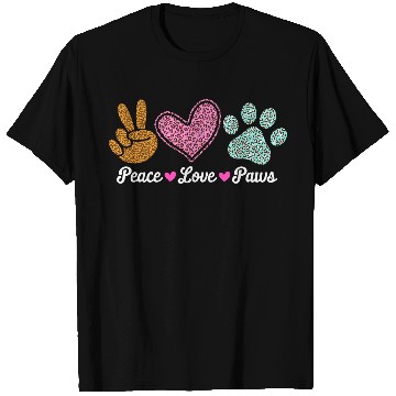 Discover Peace Love Paws Leopard Print Design T Shirts