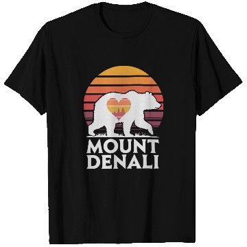 Discover Retro Mount Denali Bear Sunset Art T Shirts