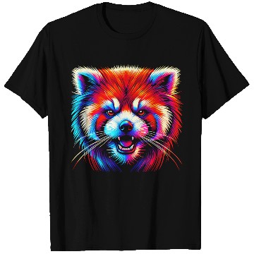 Discover Colorful Red Panda Face – Bold Neon Pop Art T Shirts