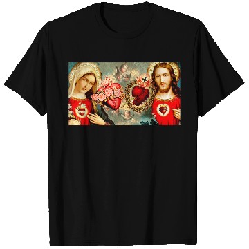 Discover Sacred Heart and Immaculate Heart Jesus and Mary T Shirts
